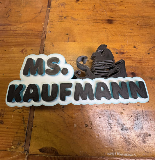 Custom 3D Printed Teacher Nameplate | Desk Sign with Custom Design
