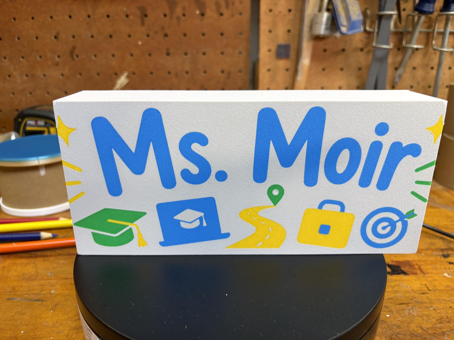 Custom 3D Printed Teacher Nameplate | Desk Sign with Custom Design