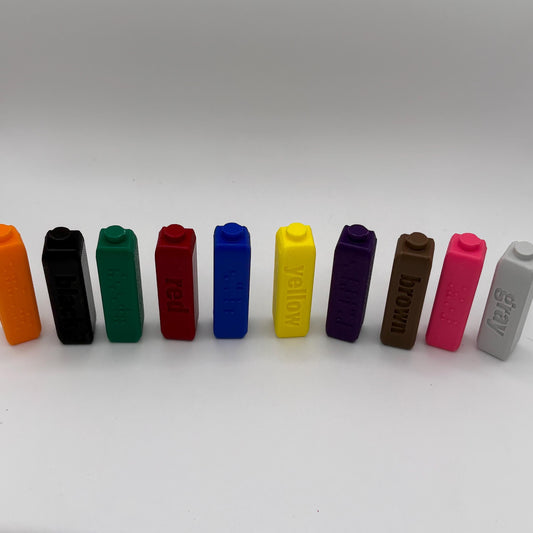Braille Marker Toppers for Crayola Fine Line Classic Markers, 10 Pack with Cap Holder, 3D Printed Color ID Aid for Blind & Low Vision
