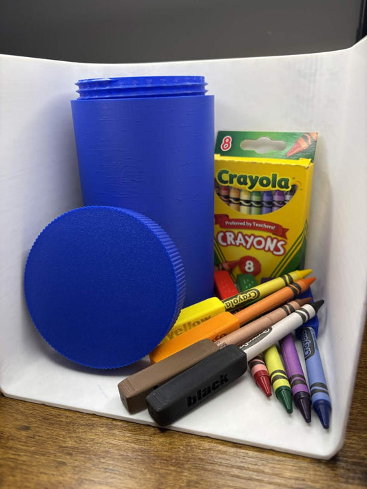 3D Printed Crayon Holder + Braille Caps Set | Crayola 8-Pack Accessible Coloring