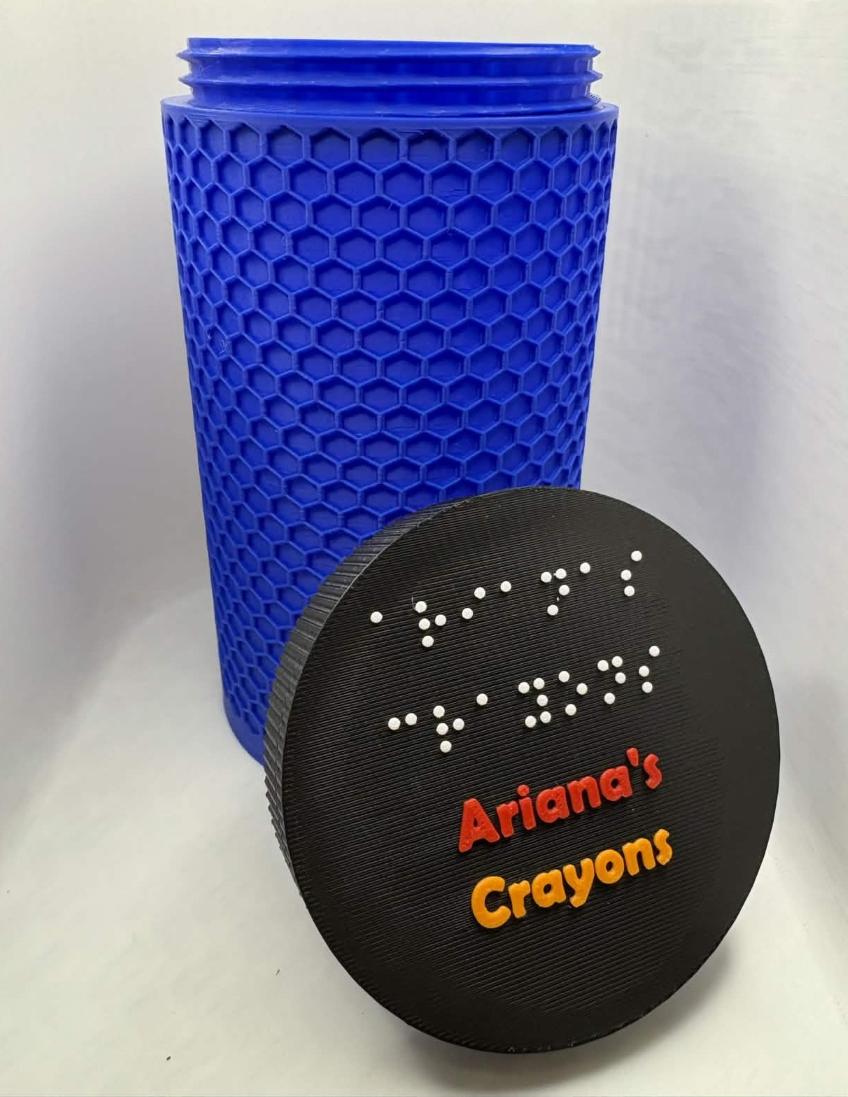 Personalized Braille Crayon Holder | Honeycomb or Smooth 3D Printed Name Container