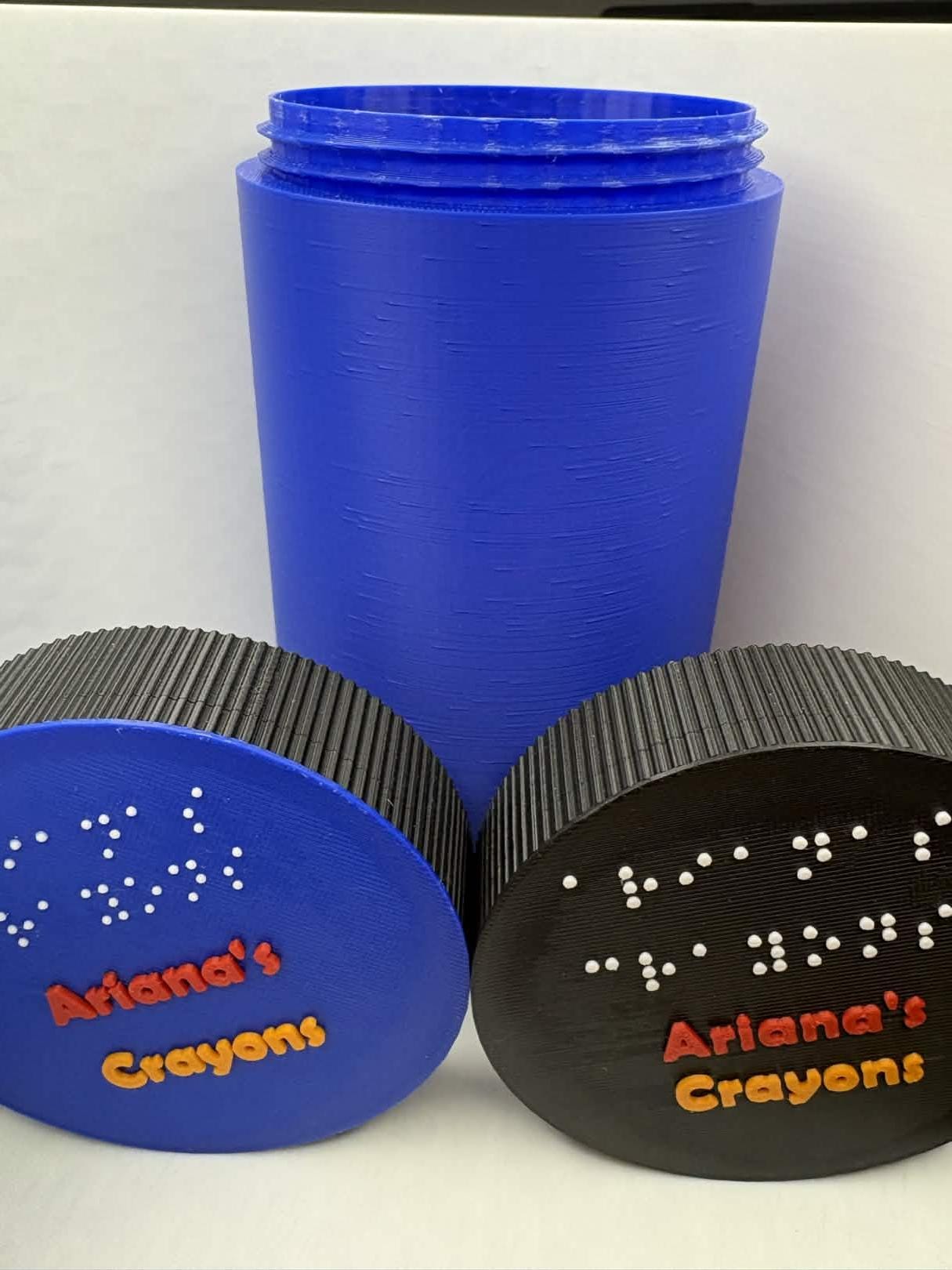 Personalized Braille Crayon Holder | Honeycomb or Smooth 3D Printed Name Container
