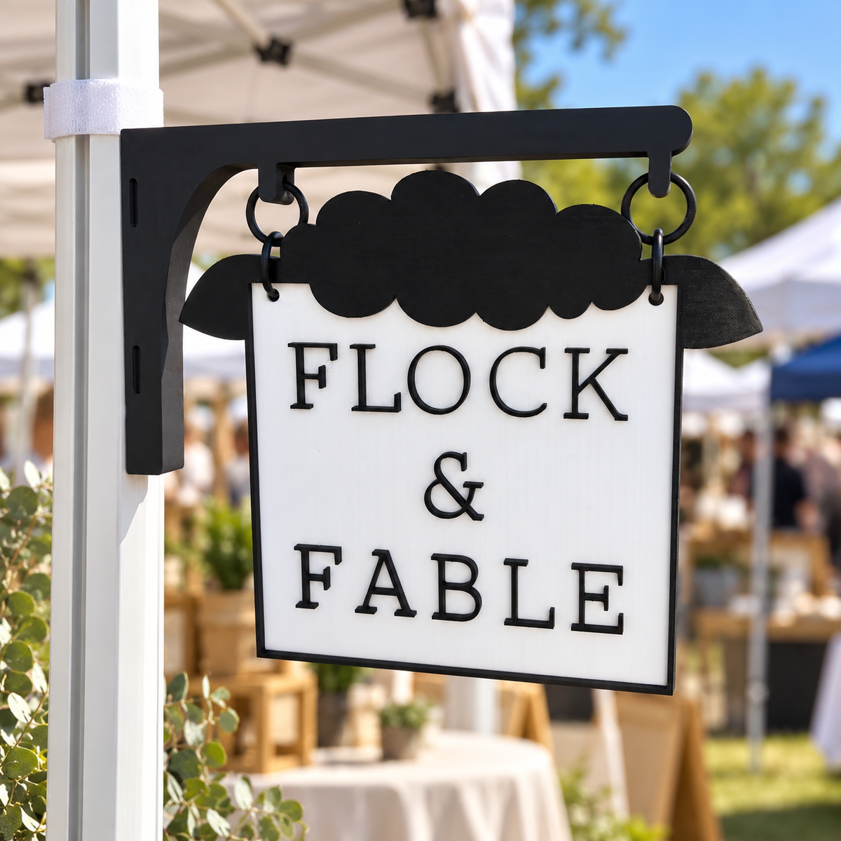 Custom Hanging Vendor Sign — Logo Booth Sign with Magnetic Mounting Bar