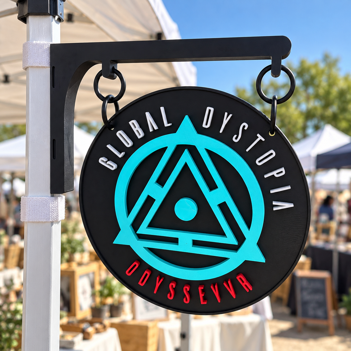 Custom Hanging Vendor Sign — Logo Booth Sign with Magnetic Mounting Bar