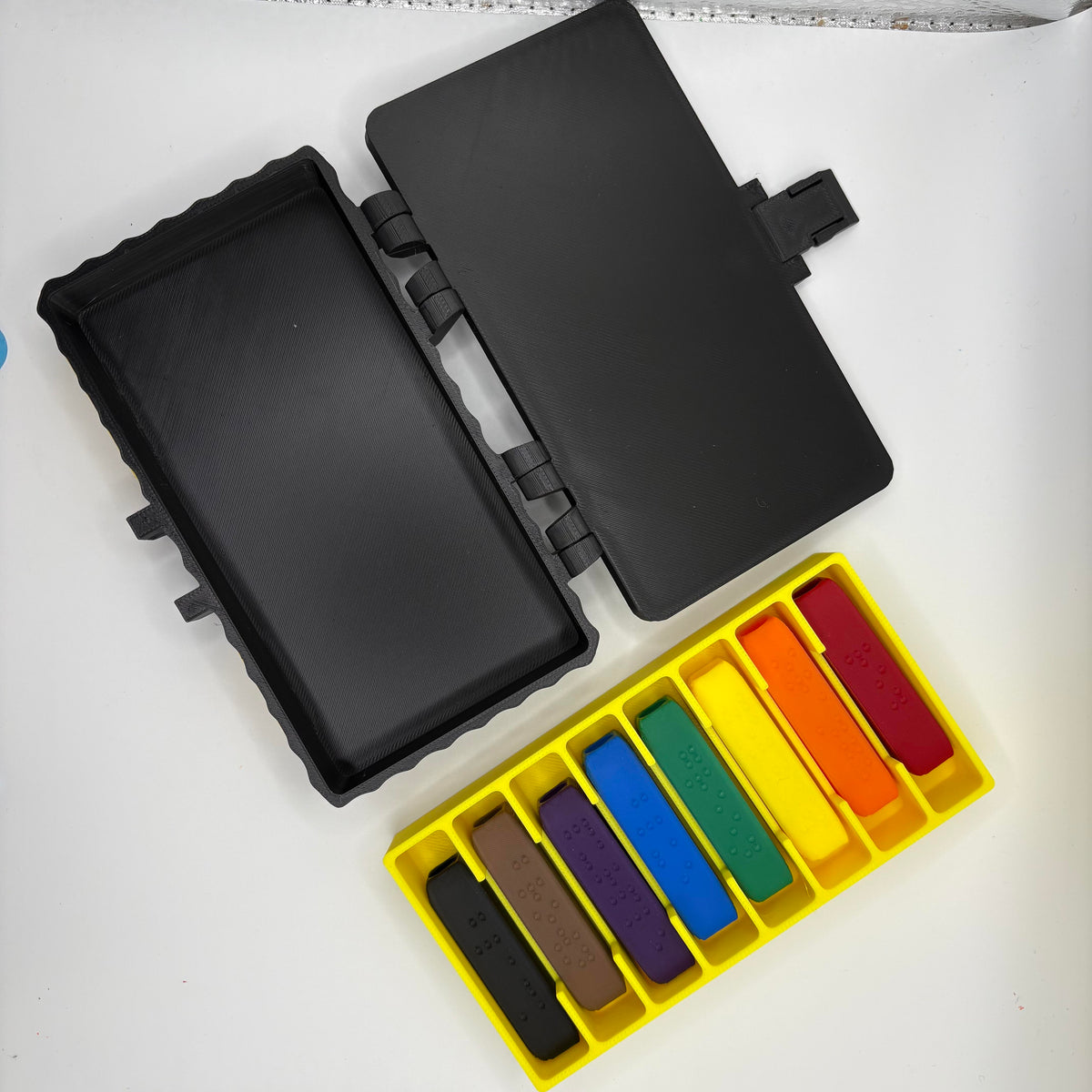 Personalized Braille Crayon Holder and Caps Set | Crayola 8-Pack Accessible Coloring