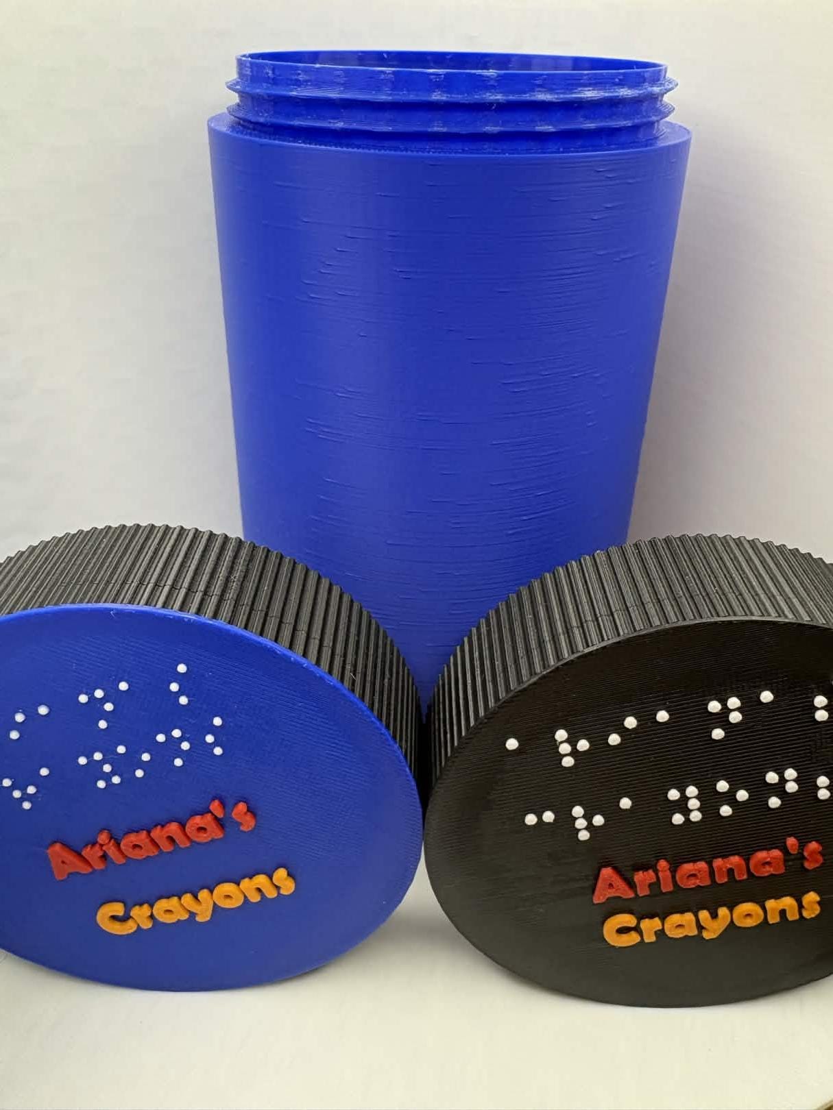 Personalized Braille Crayon Holder | Honeycomb or Smooth 3D Printed Name Container